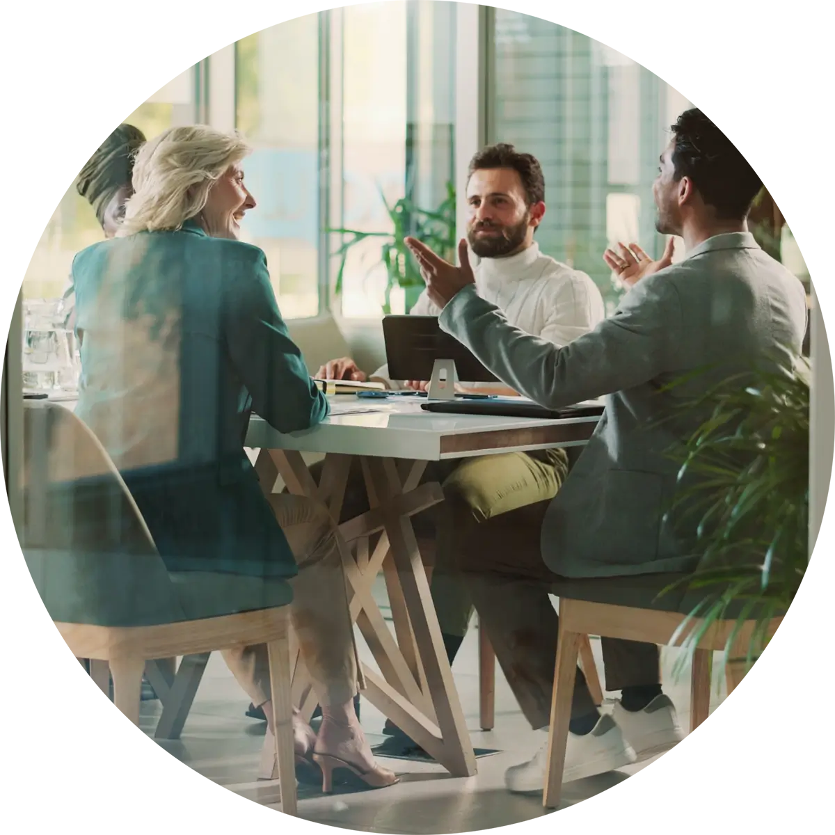 Colleagues in office meeting